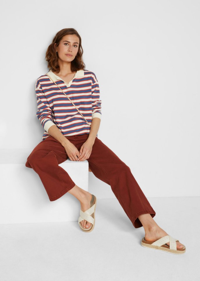 Stretch-Jeans Culotte, knöchelfrei