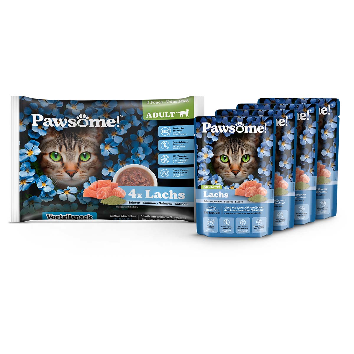 Pawsome Adult Lachs Flowpack 4x85g günstig kaufen bei ZooRoyal