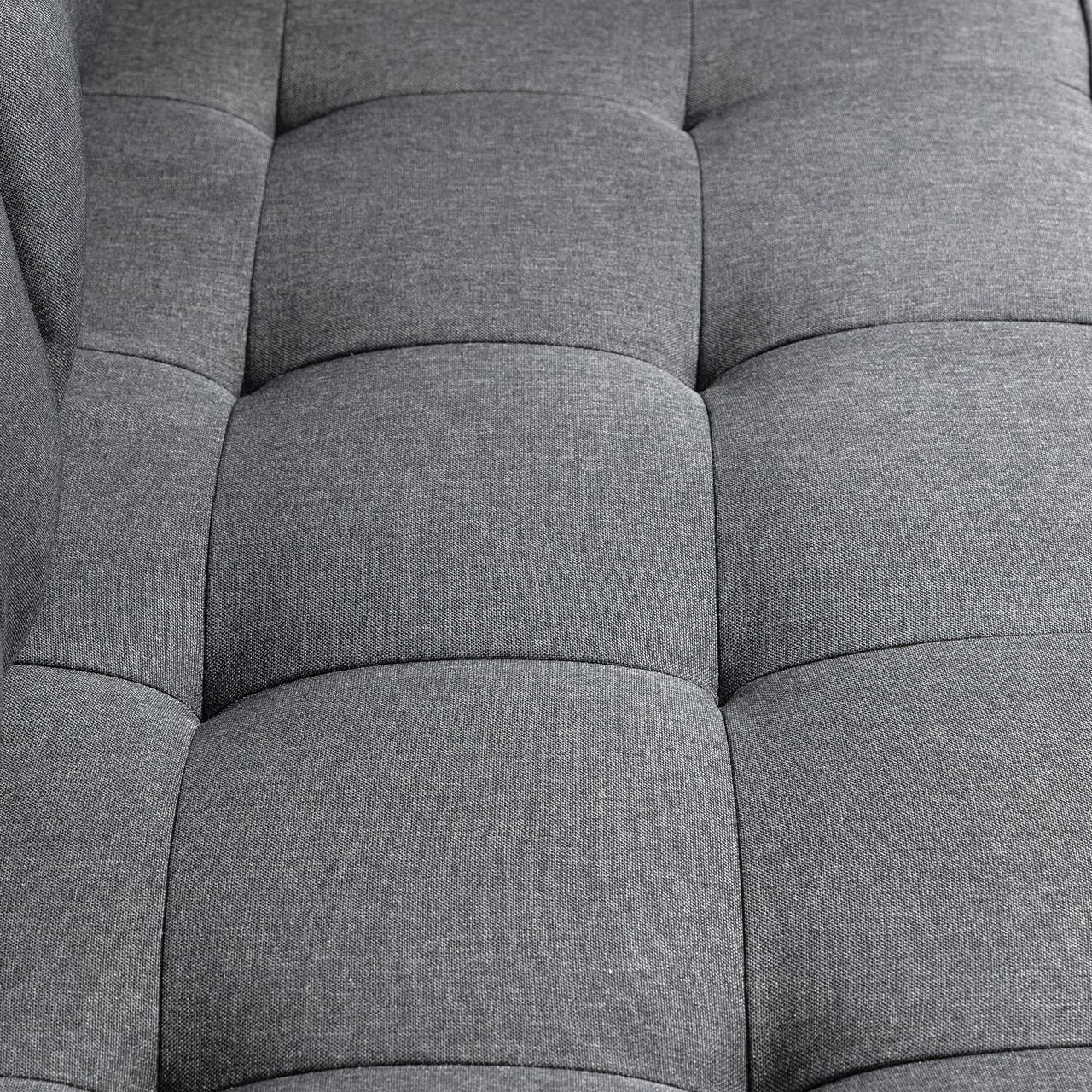 HOMCOM Schlafsofa Klappsofa 2-Sitzer Stoffsofa Leinen-Touch Gummiholz Grau