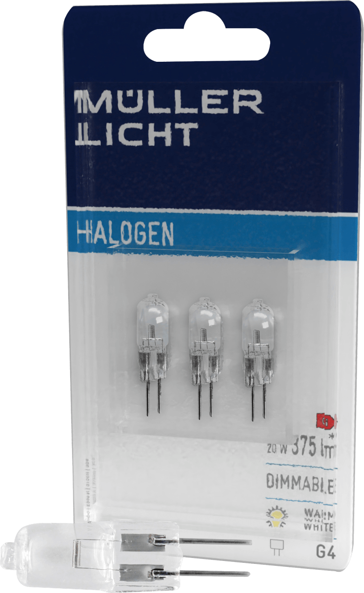Halogen Stiftsockellampe G4 3er 20W 12V 375lm, 3 St