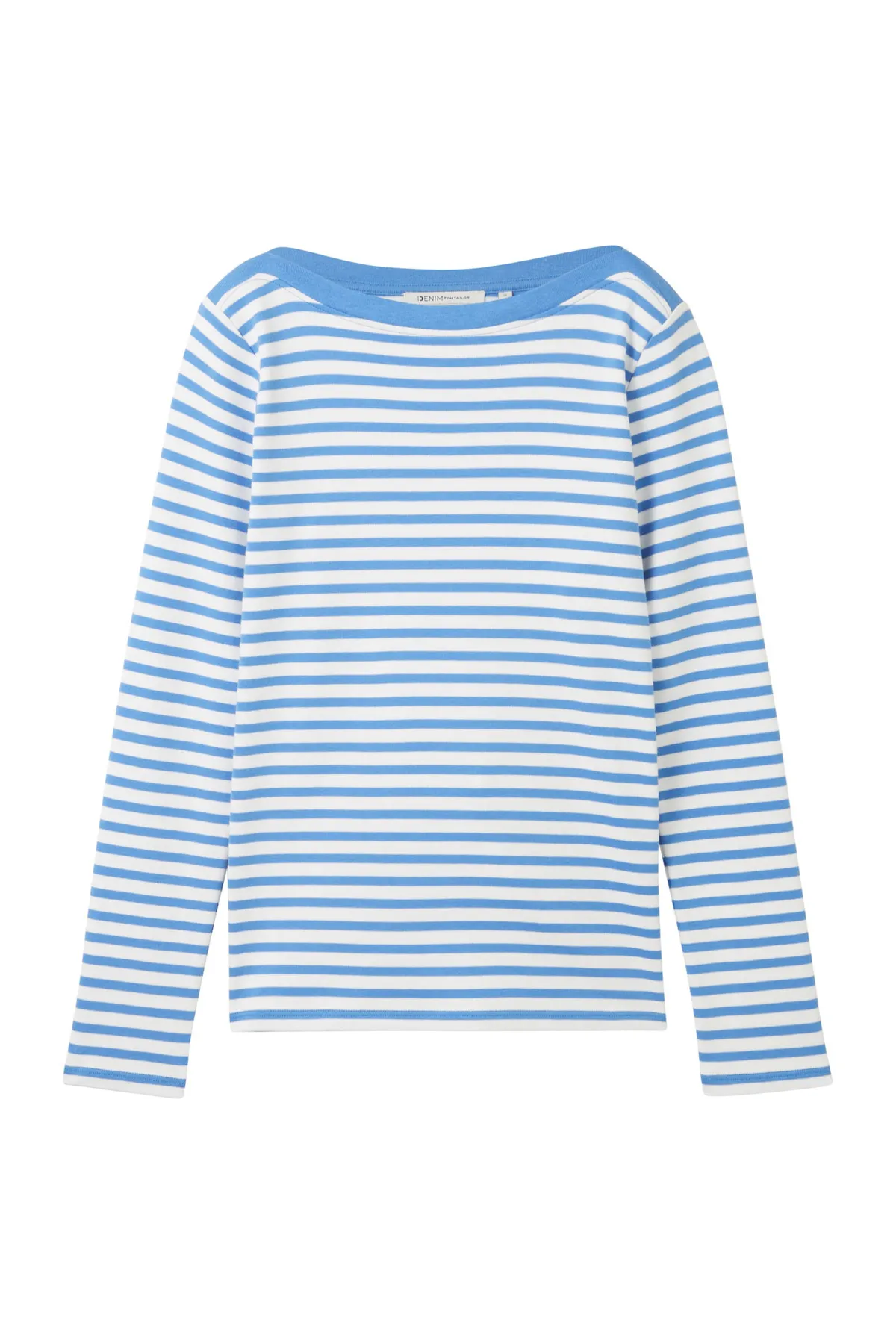 Tom Tailor Denim  Weißes, mittelblau gestreiftes T-Shirt für Erwachsene