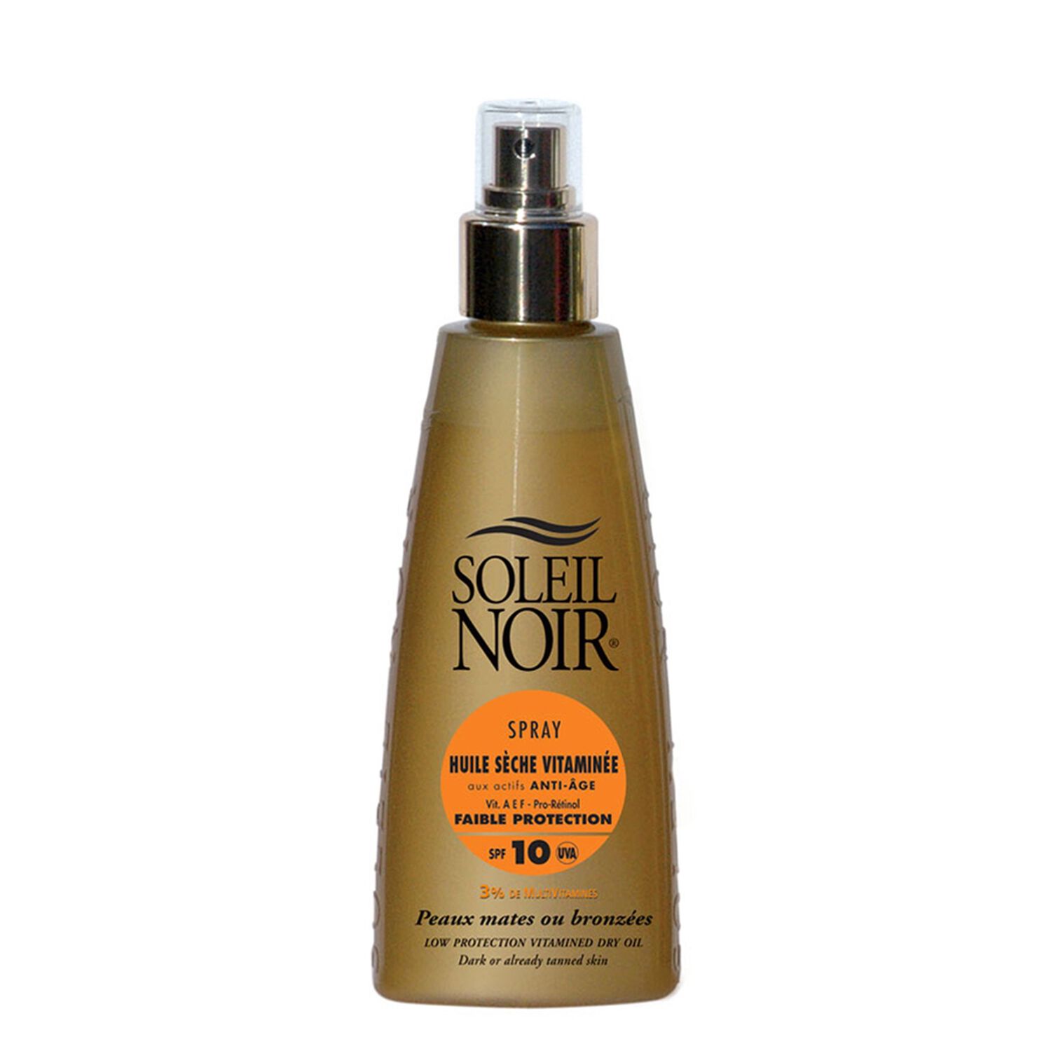Soleil Noir Spray Huile Sèche Vitaminée SPF10 Peaux Mates ou Bronzées 150 ml