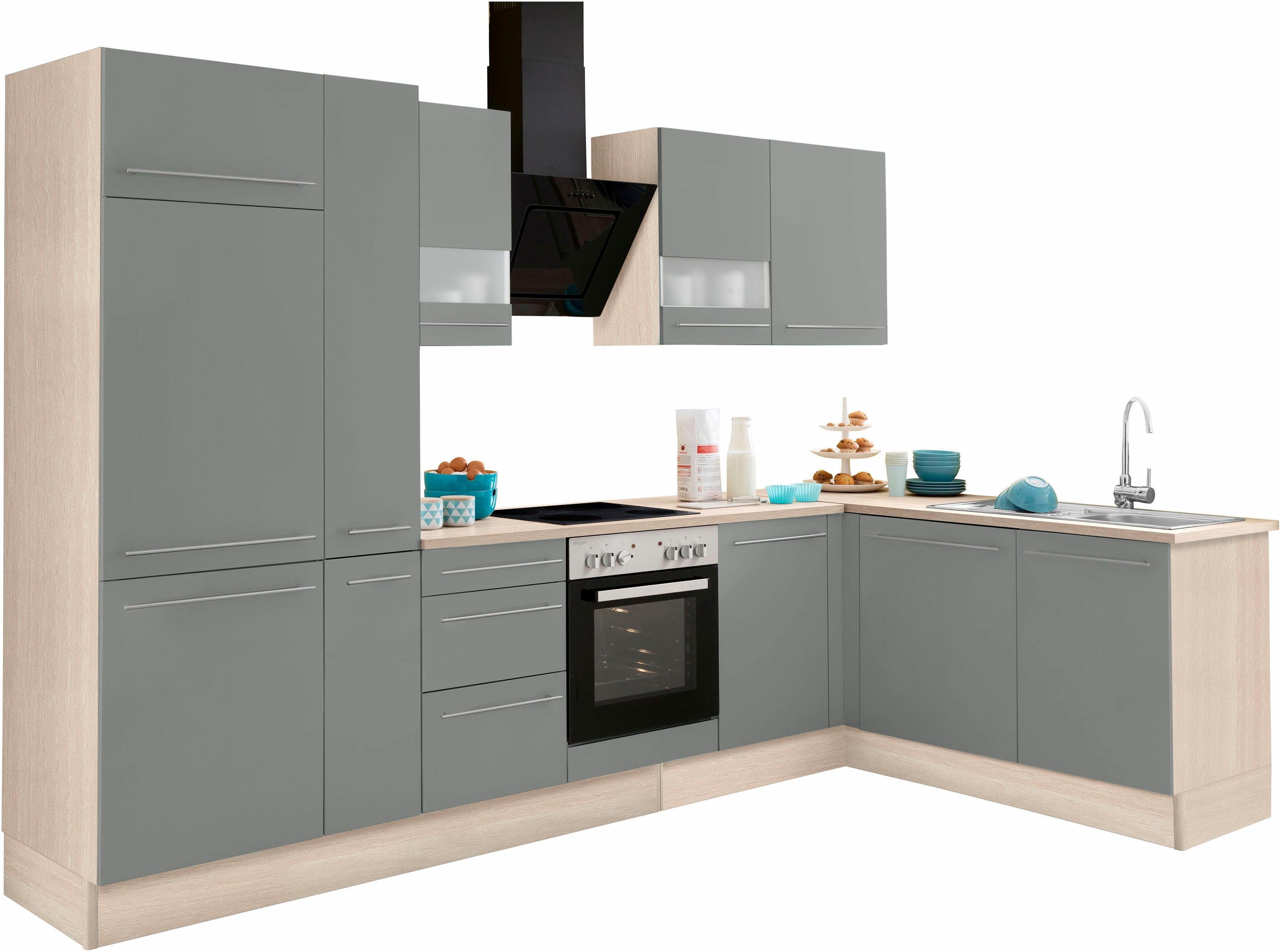 OPTIFIT Winkelküche Bern, mit E-Geräten, Stellbreite 320 x 175 cm, mit höhenverstellbaren Füßen
