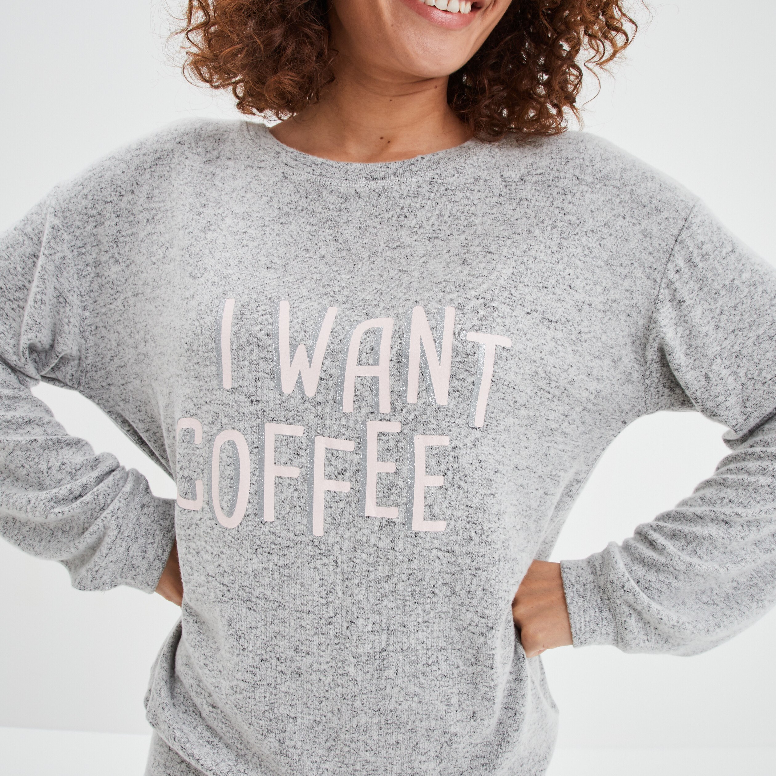 Ensemble pyjama pantalon 2 pièces gris clair femme | La Halle