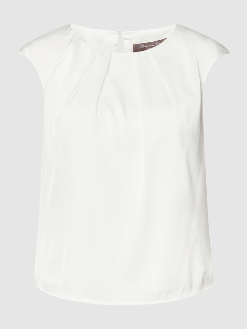 Bluse mit gelegten Falten in ecru