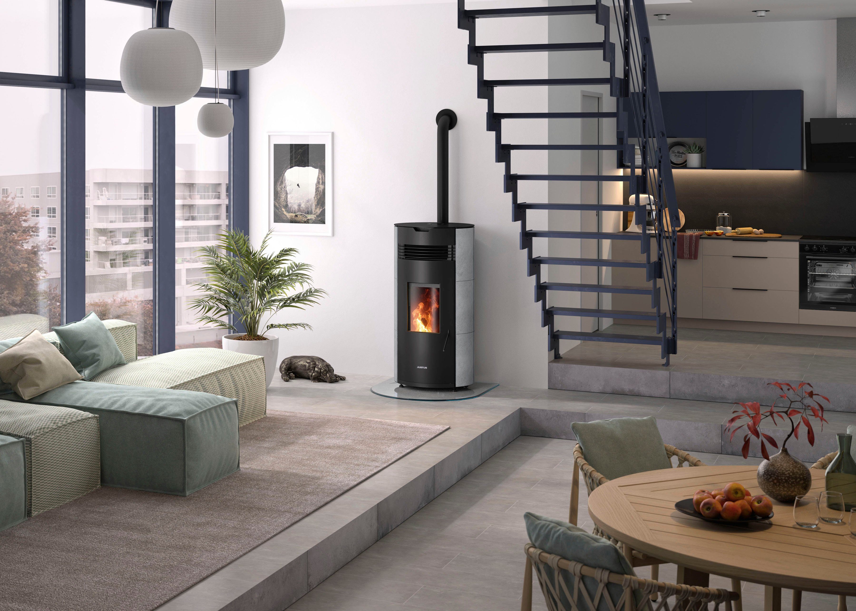 JUSTUS Pelletofen Norta, 8 kW, Zeitbrand, (1-tlg)
