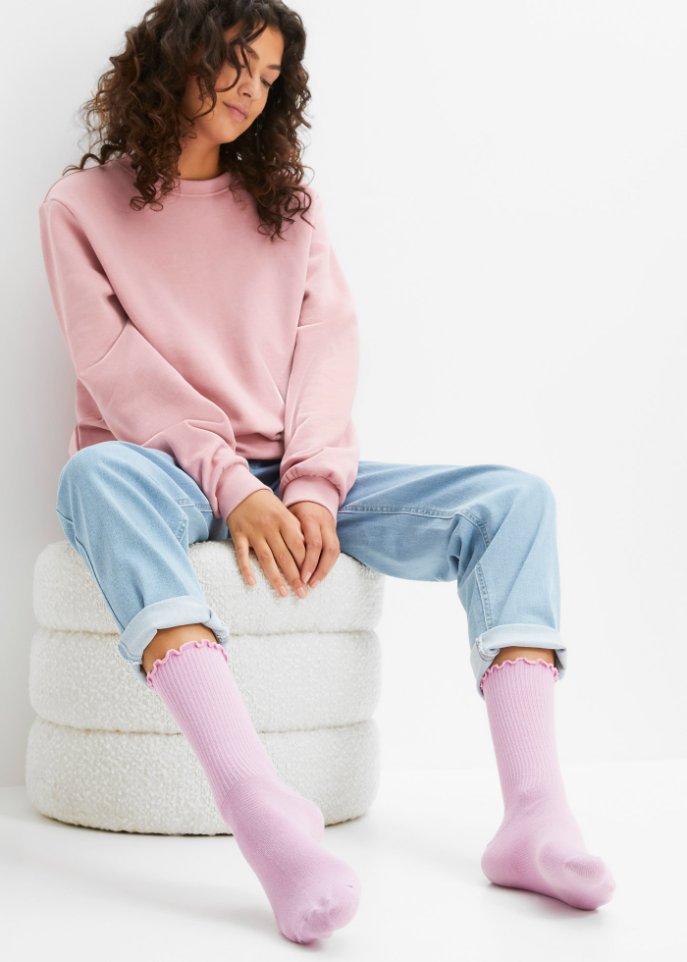 Rippsocken (4er Pack) mit Rüschenkante mit Bio-Baumwolle
