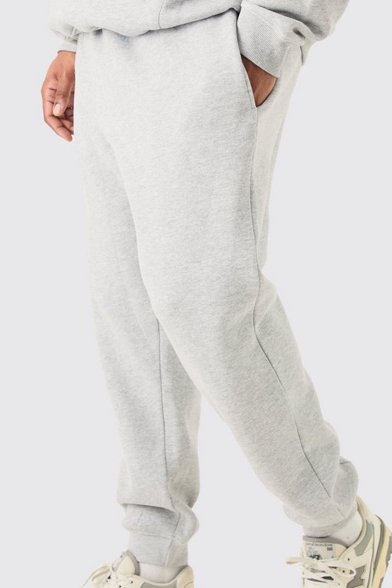 Plus graue Basic Slim-Fit Jogginghose