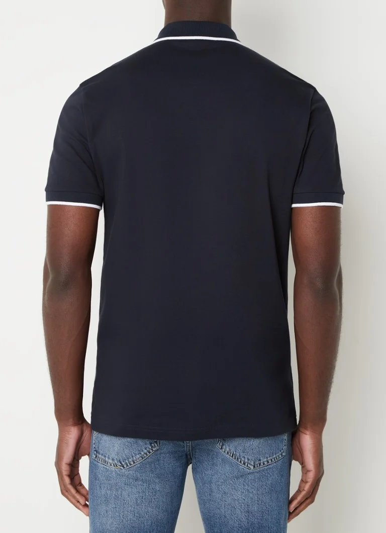 Tricou polo HUGO BOSS cu croială slim, cu bottoi și logo din bumbac.