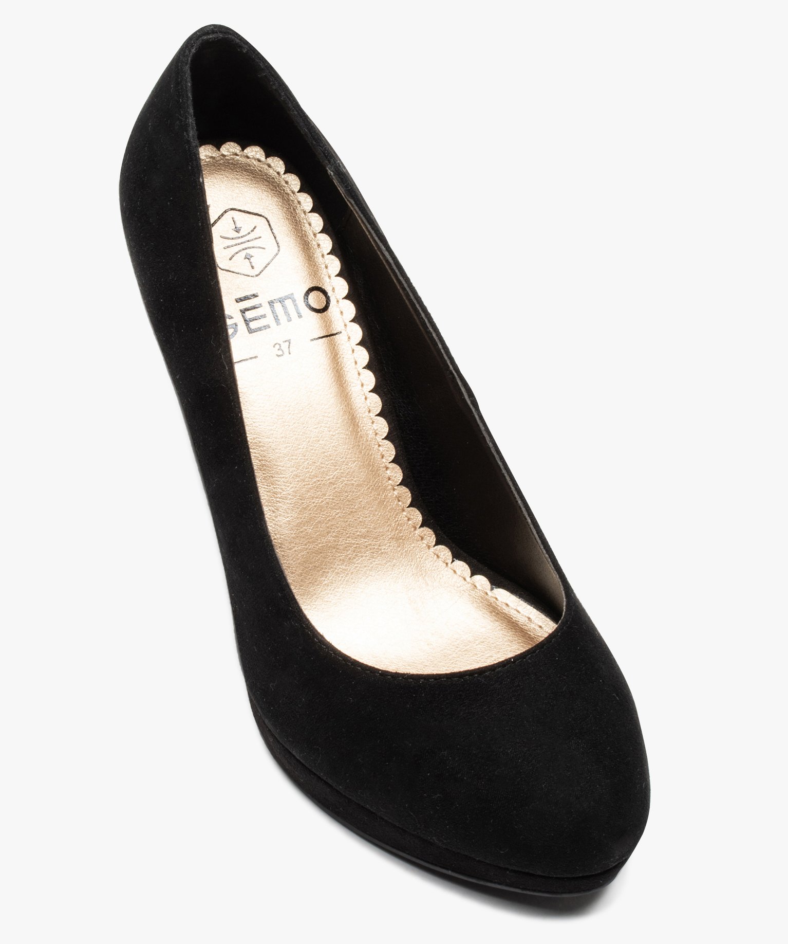 Escarpins femme à talon aiguille unis dessus en suédine noir | GEMO