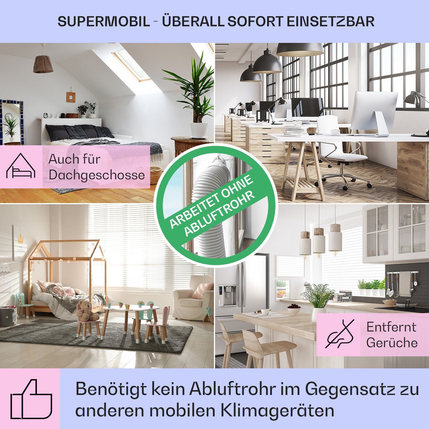 Klarstein Ventilatorkombigerät IceWind Plus Smart 4-in-1 Luftkühler, mit Wasserkühlung & Eis mobil Klimagerät ohne Abluftschlauch