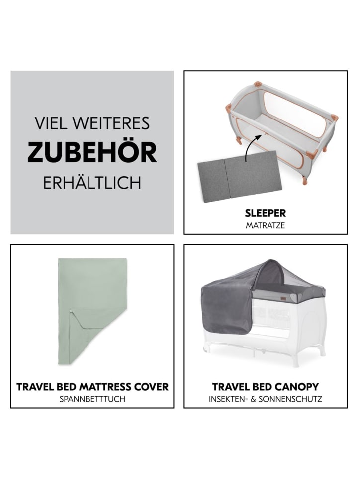 Hauck Reisebett Sleep N Play Go Plus (mit Rollen und seitlichem in grau günstig kaufen onesize
