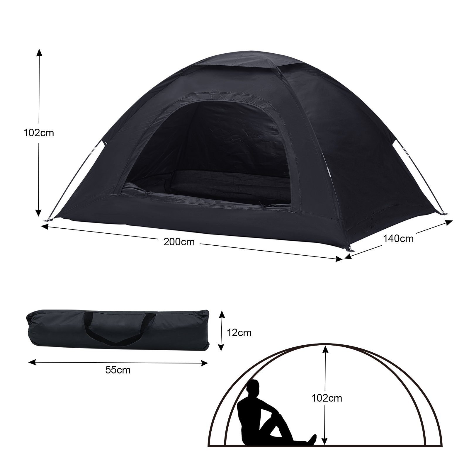 LEMROE Kuppelzelt Campingzelt, Personen: 2, mit Tragetasche