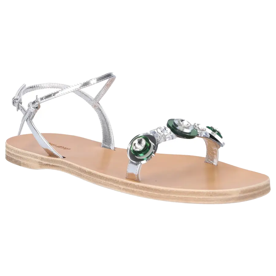 Miu Miu - Riemchensandalen Kalbsleder - silber