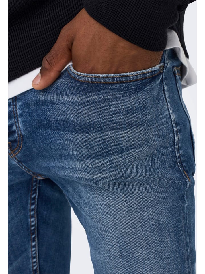 Only&Sons Skinny Fit Jeans Basic Denim Hose Stoned Washed Pants ONSWARP in Blau-2 günstig kaufen