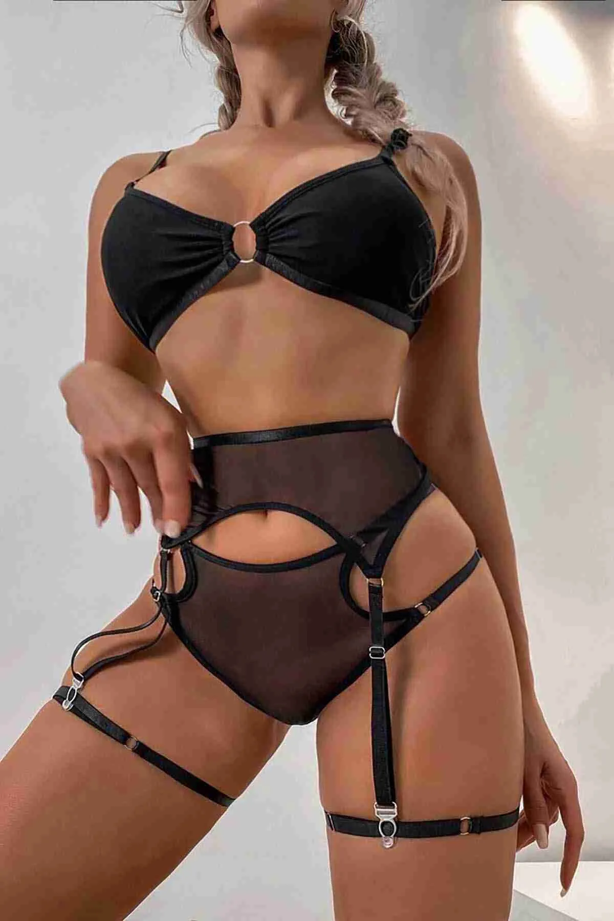 Merry See  Fancy Clothes Fancy Garter Suit BH Höschen Schwarz