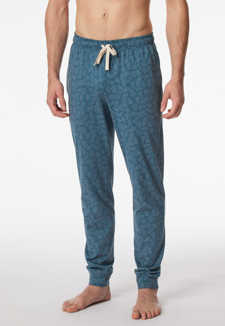 Hose lang Jersey Bündchen jeansblau gemustert - Mix+Relax