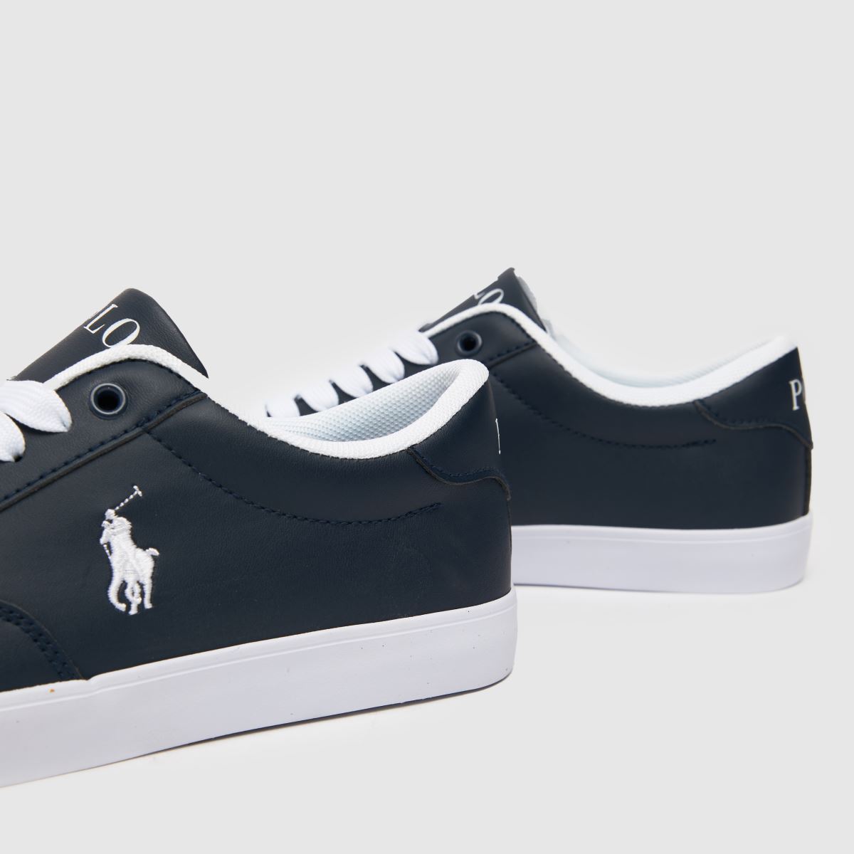 Polo Ralph Lauren marinblå & vita Theron v pojkar ungdomsskor