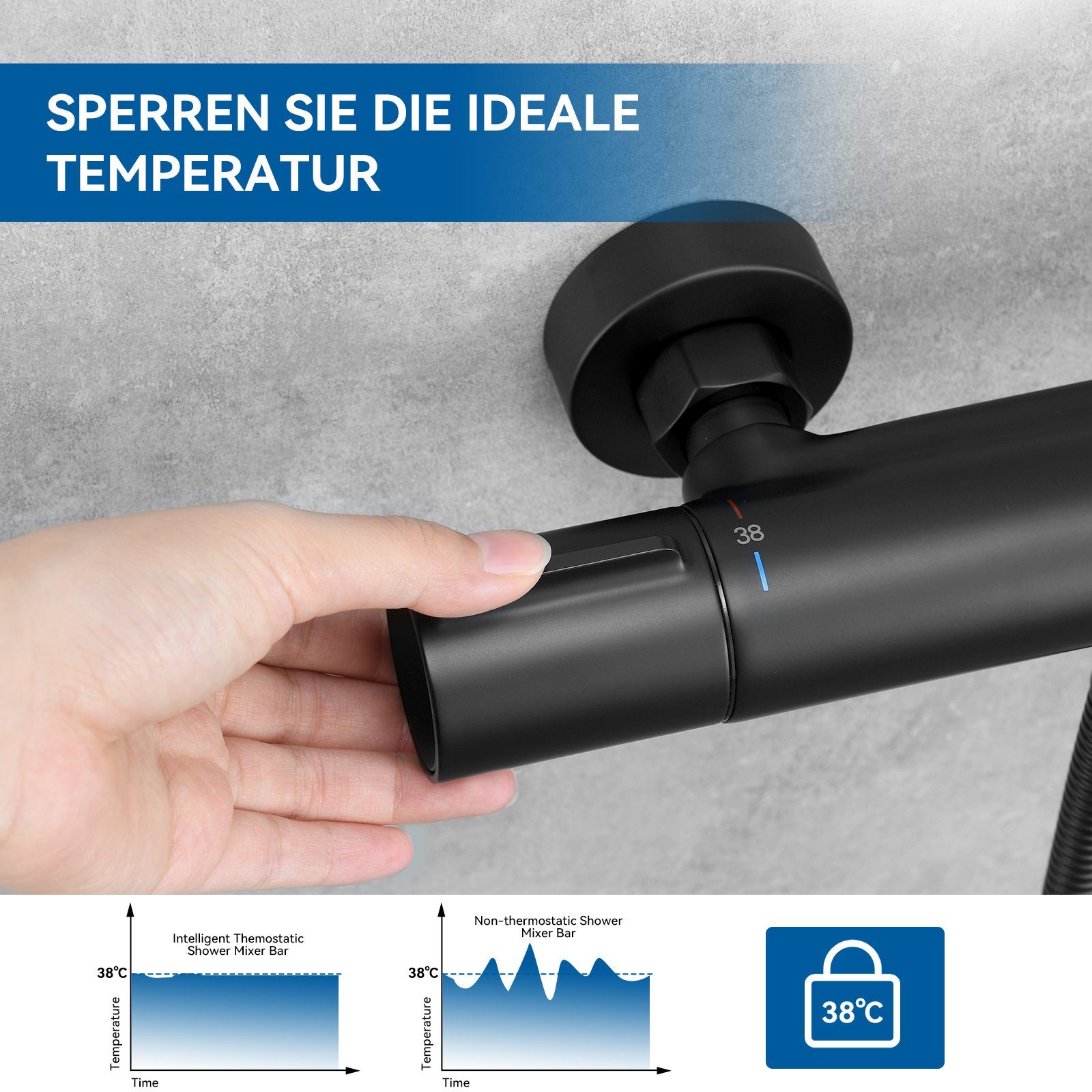Auralum Brausethermostat Mischbatterie Thermostat Duscharmatur Duschbrause Bad Armatur Wannen Messing
