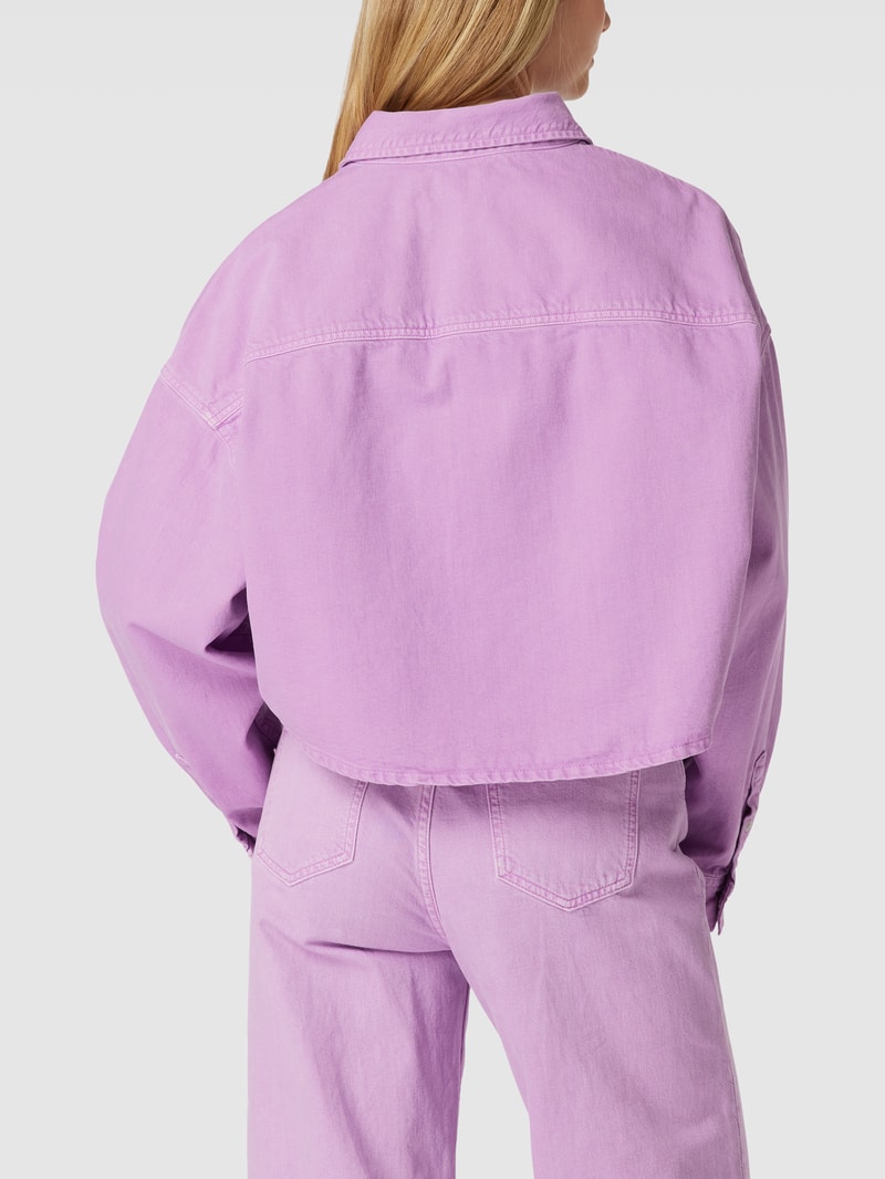 Oversized Jeansjacke mit Label-Patch in violett