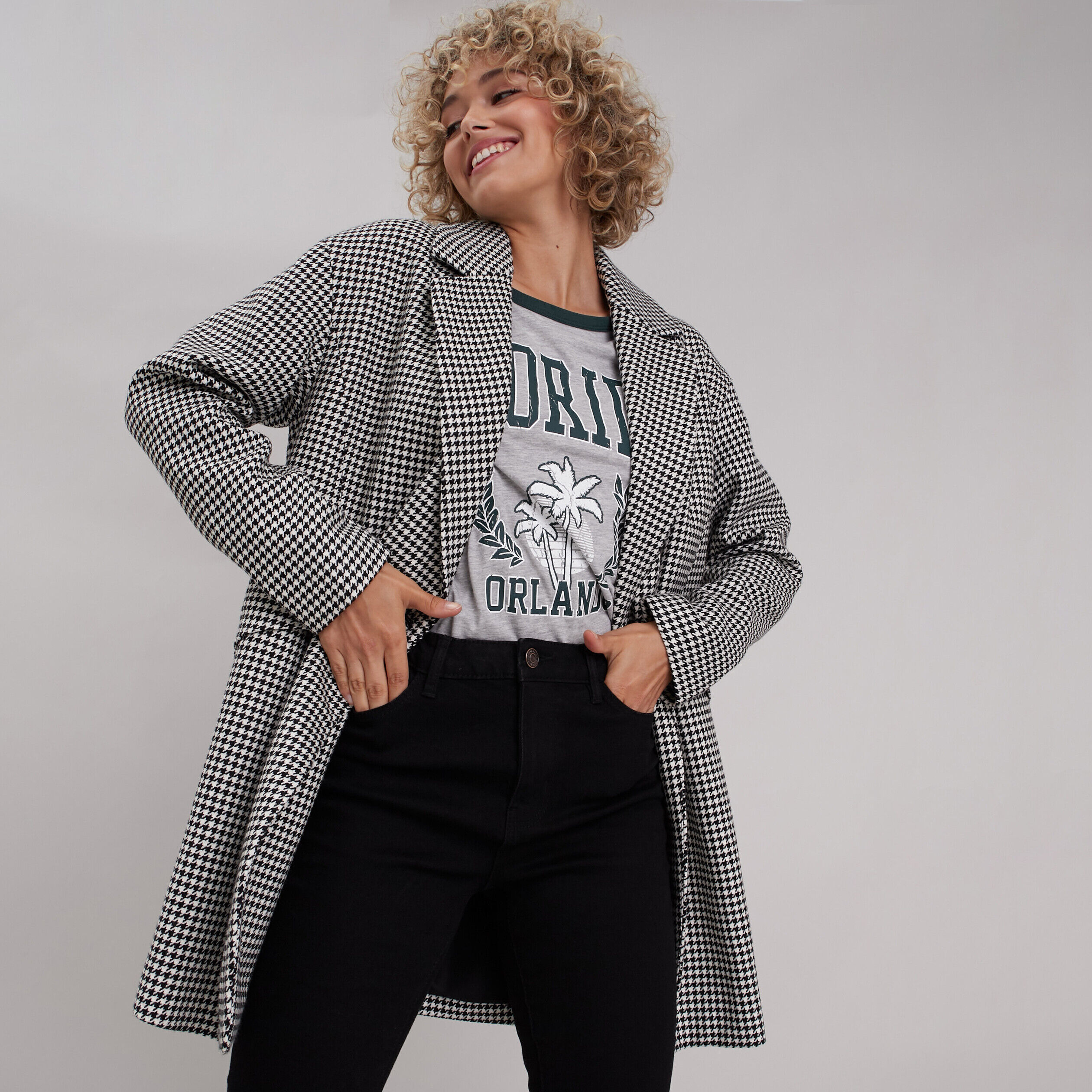 Manteau droit boutonné blanc femme | Cache Cache