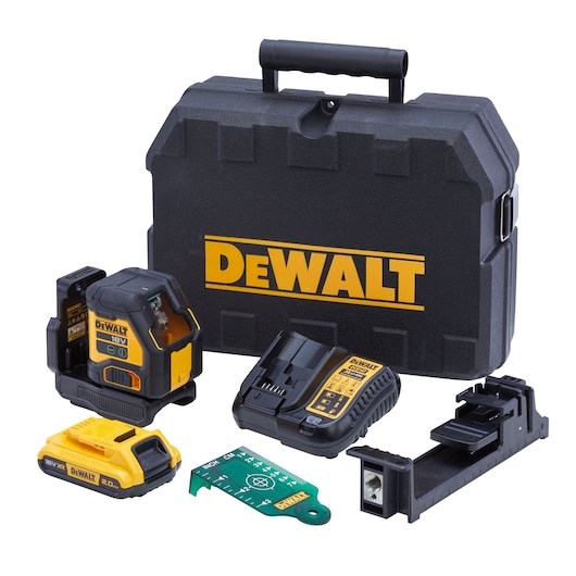 DeWalt DCLE34021D1-QW 18V Cross-line Laser Compact, 1x2Ah - Green