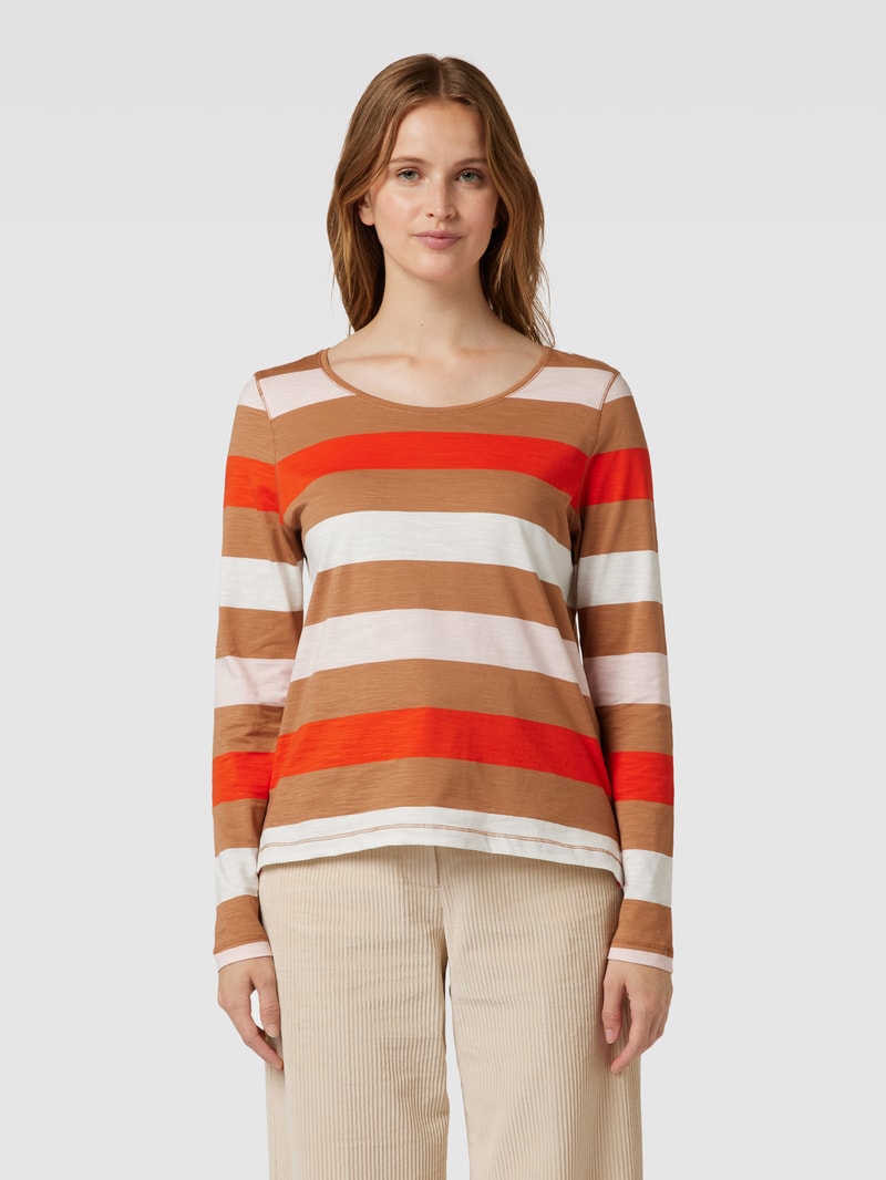 Longsleeve mit Streifenmuster in mittelbraun
