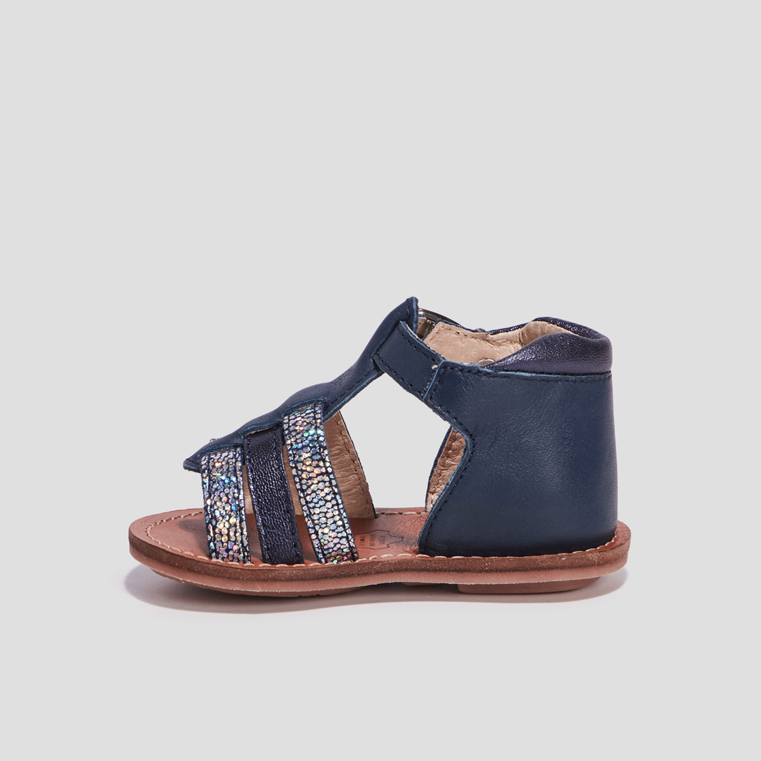 Sandales en cuir bleu marine bébé fille | La Halle