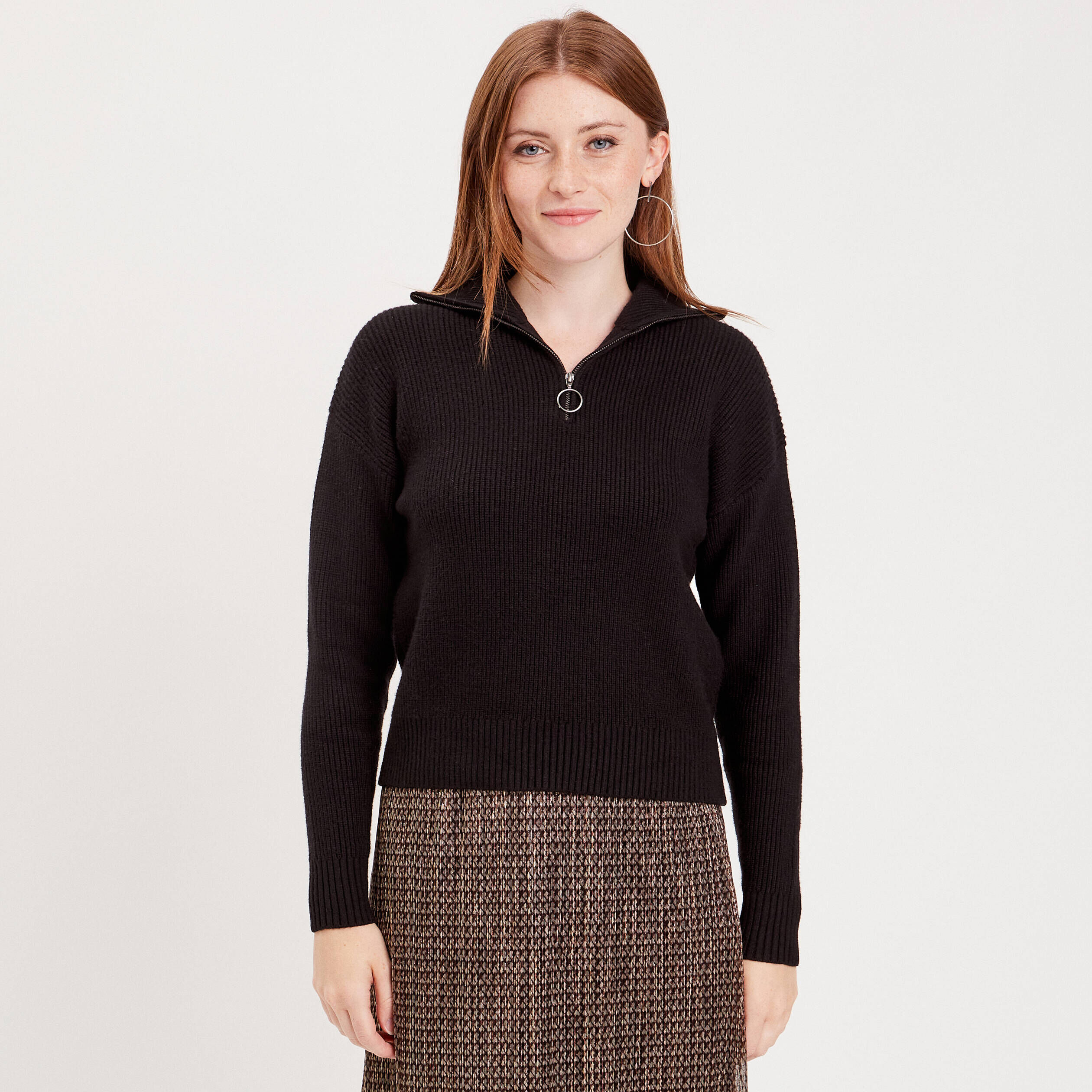 Pull col camionneur noir femme | Cache Cache