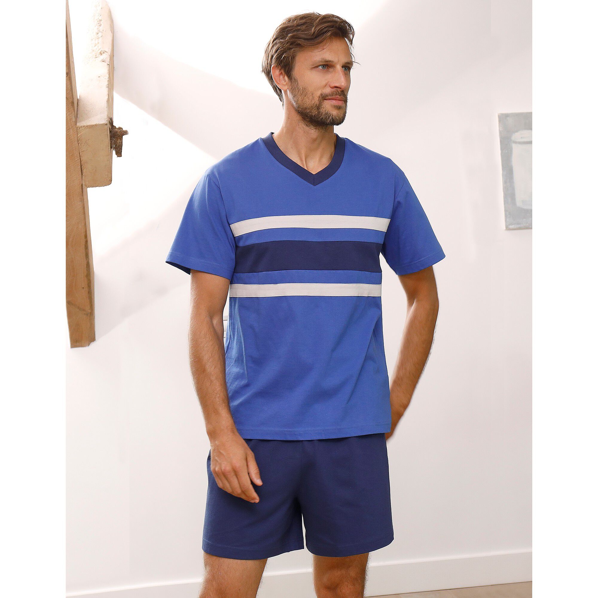 Pyjama short tricolore