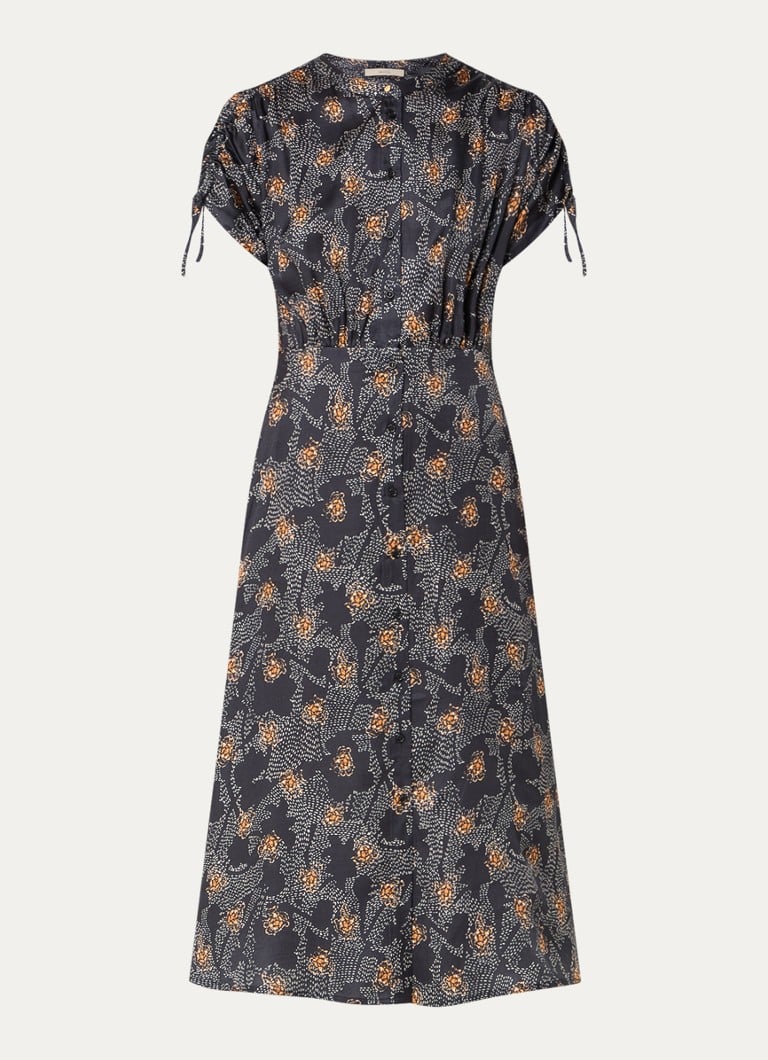 Rochie midi bluză Sessùn Nolong din amestec de mătase imprimată