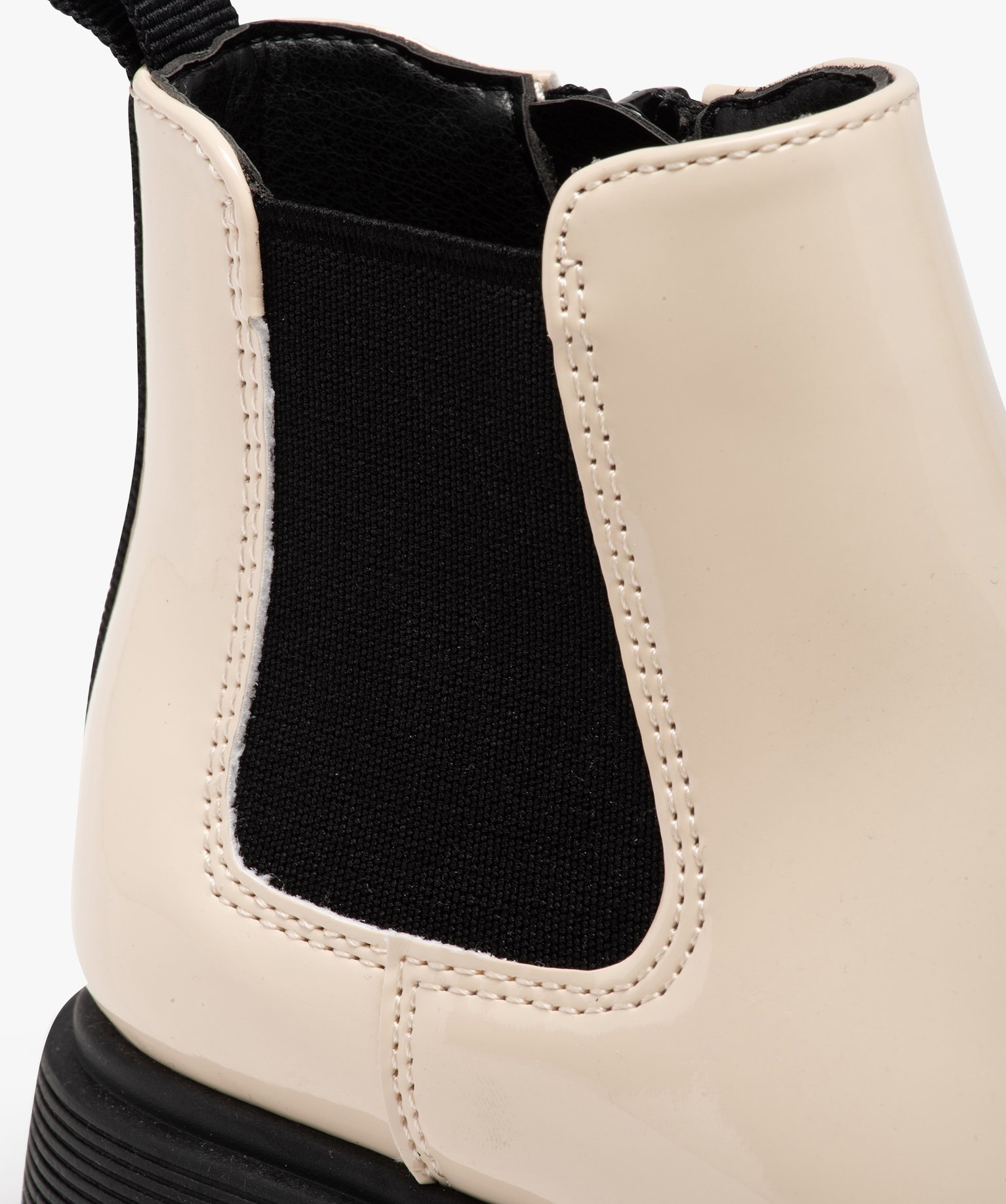 Bottes fille Chelsea vernies à zip beige | GEMO