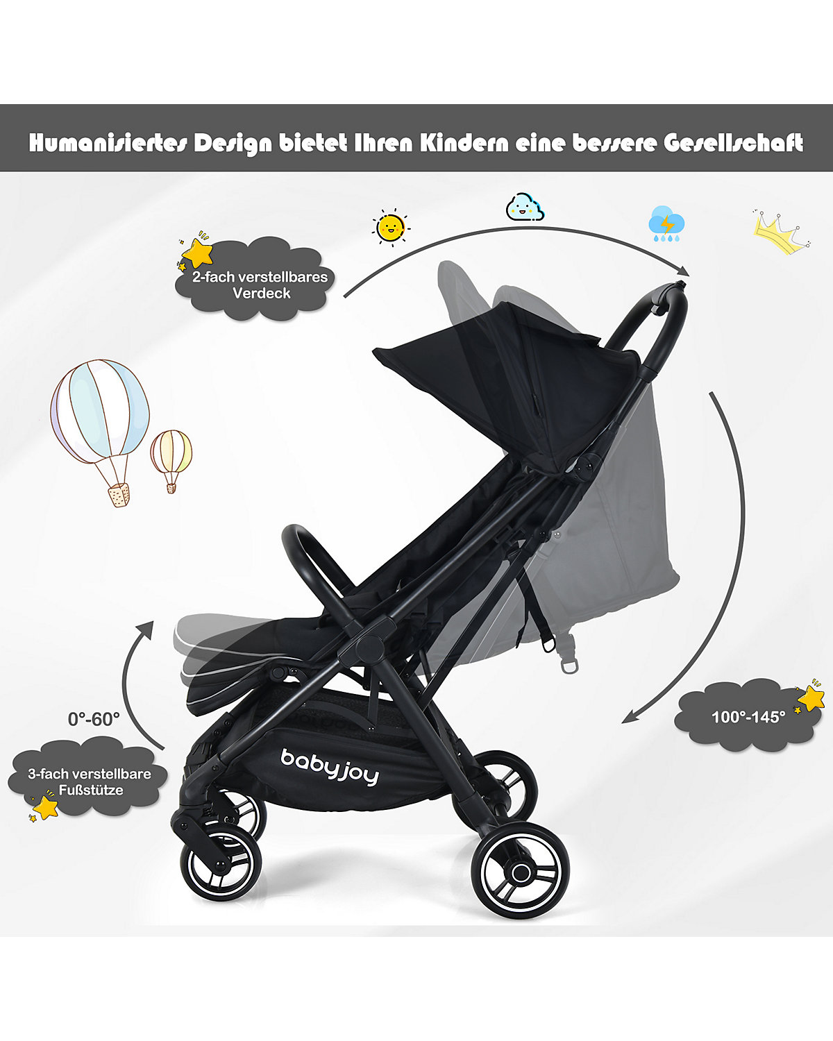 Kinderbuggy Mit einer Hand umklappbar