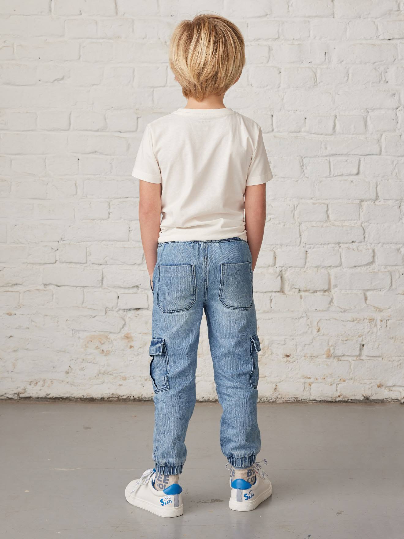 Pantalon battle denim garçon facile à enfiler double stone