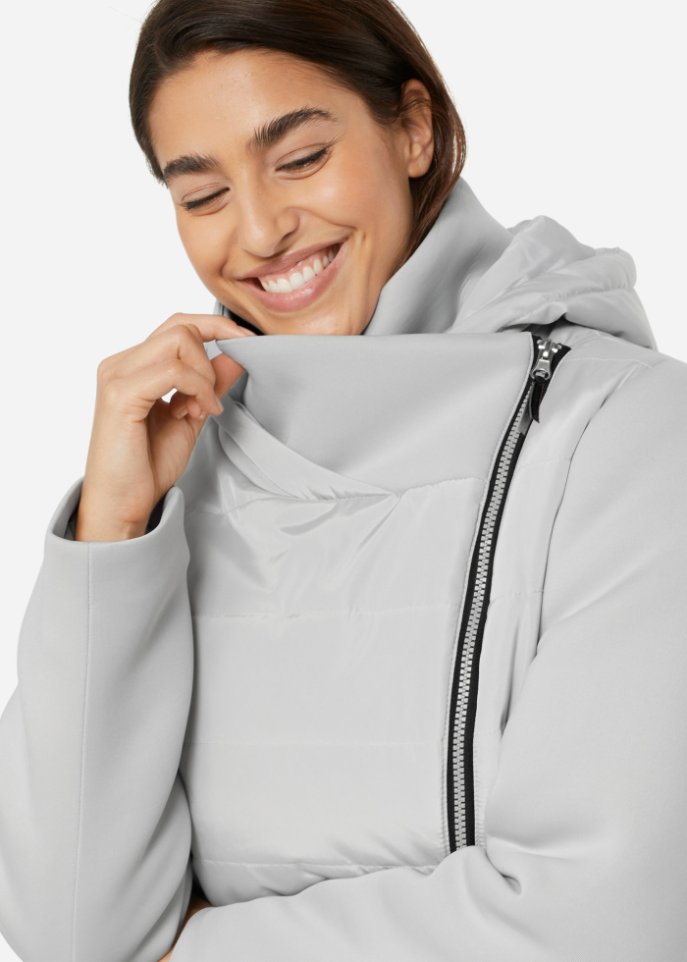 Jacke mit breitem Kragen und Kapuze