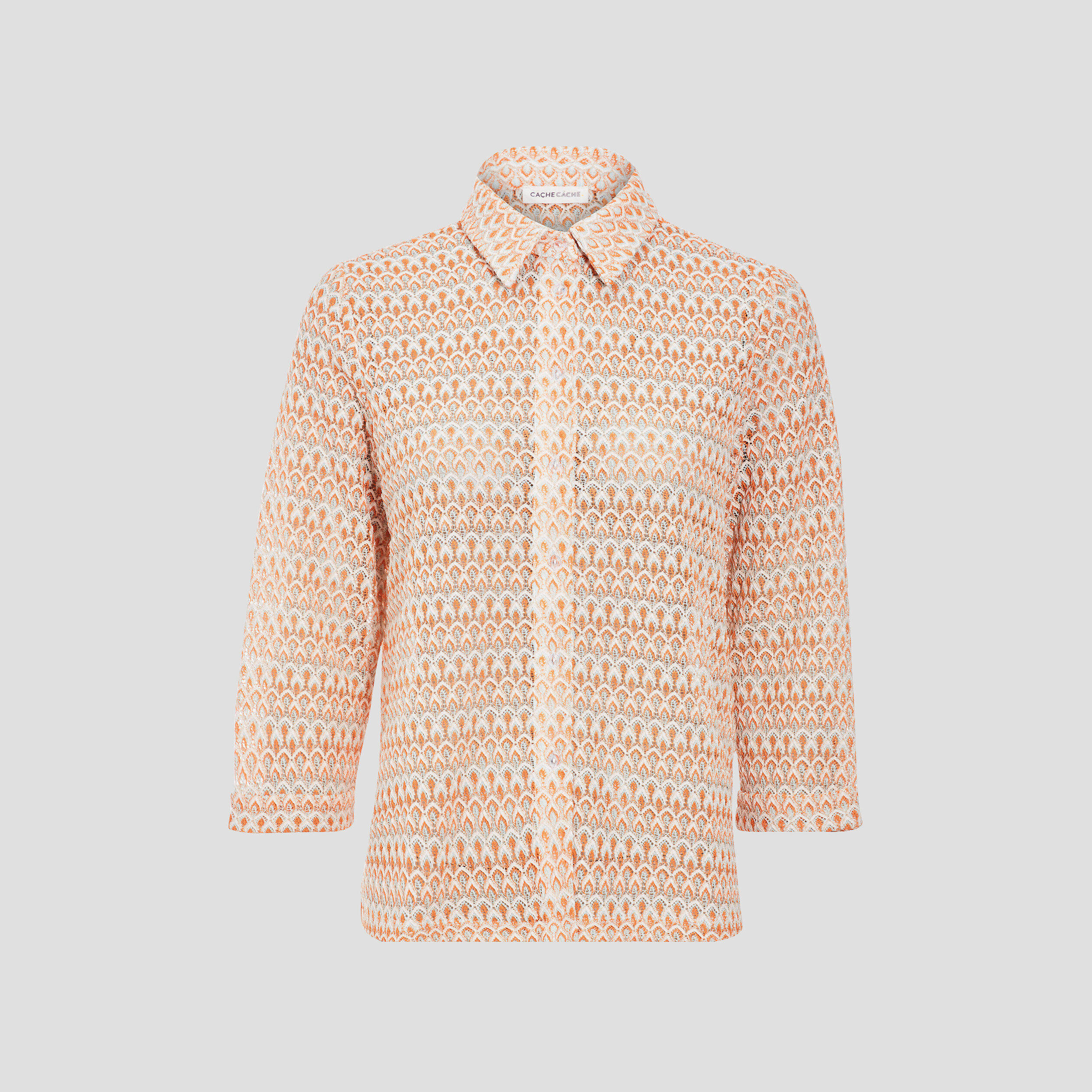 Chemise manches 3/4 crochet multicolore femme | Cache Cache