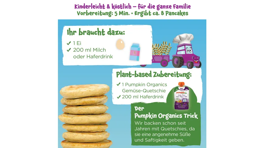 pumpkin organics Bio Hafer & Dinkel Pancakes Backmischung 200 g