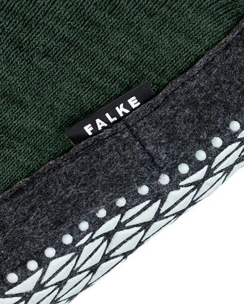 Falke, Hausschuhe, Merinowolle, dunkelgrün-grau