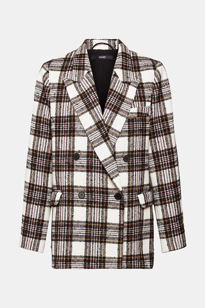 Einfarbiger, doppelreihiger Bouclé-Blazer