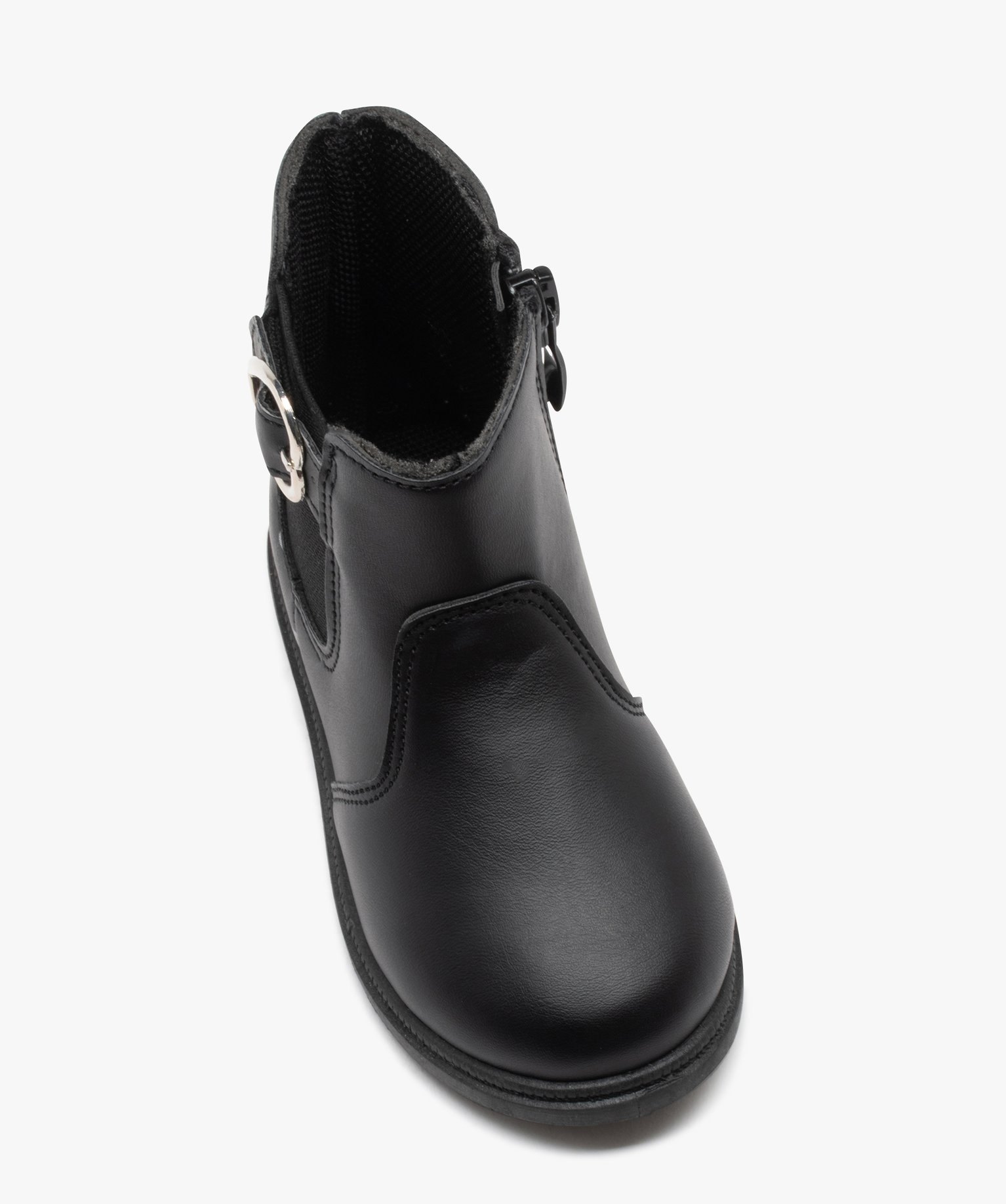 Boots bébé fille unies style Chelsea avec petits coeurs noir | GEMO