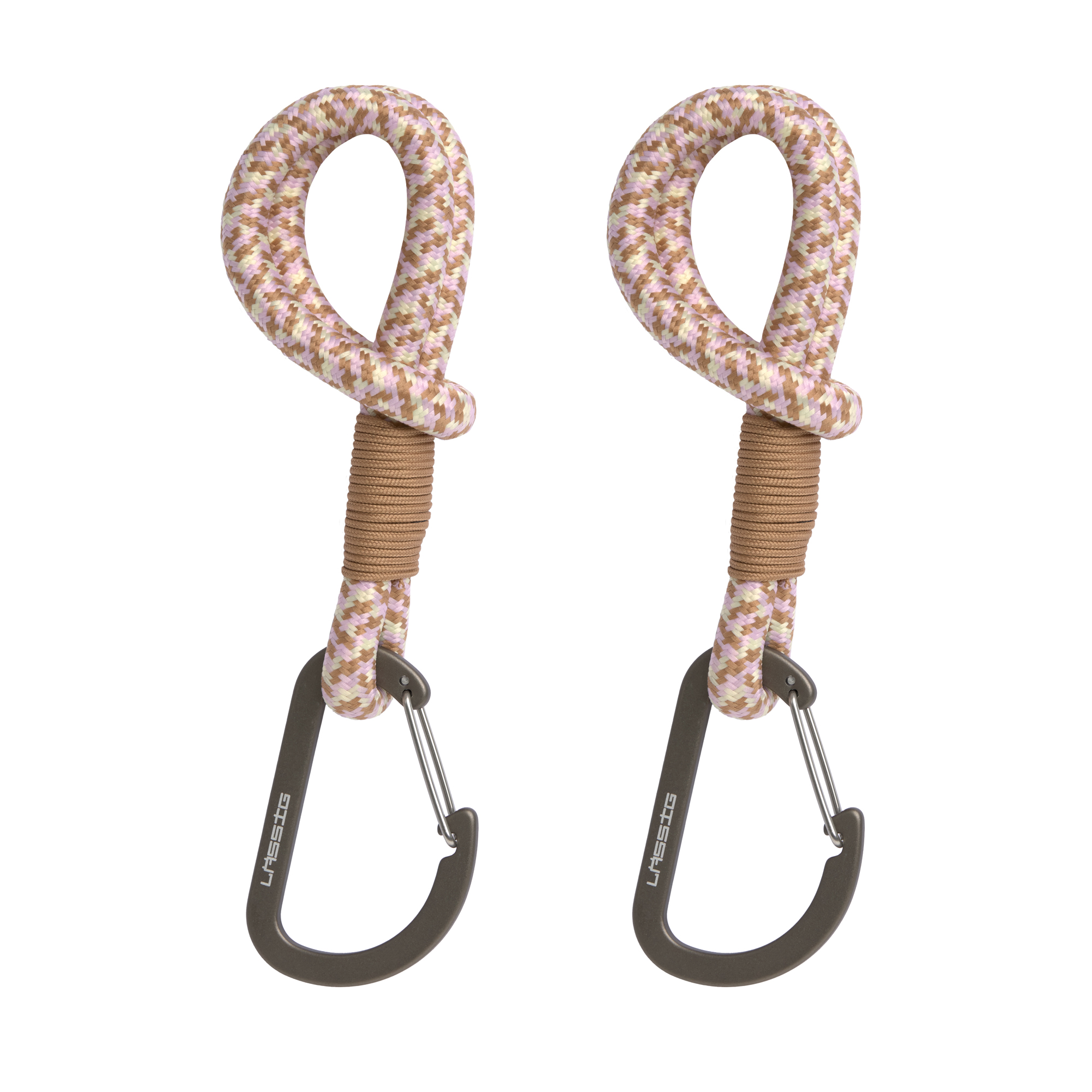 Kinderwagenhaken 2er Set - Karabiner, Beige Vanille