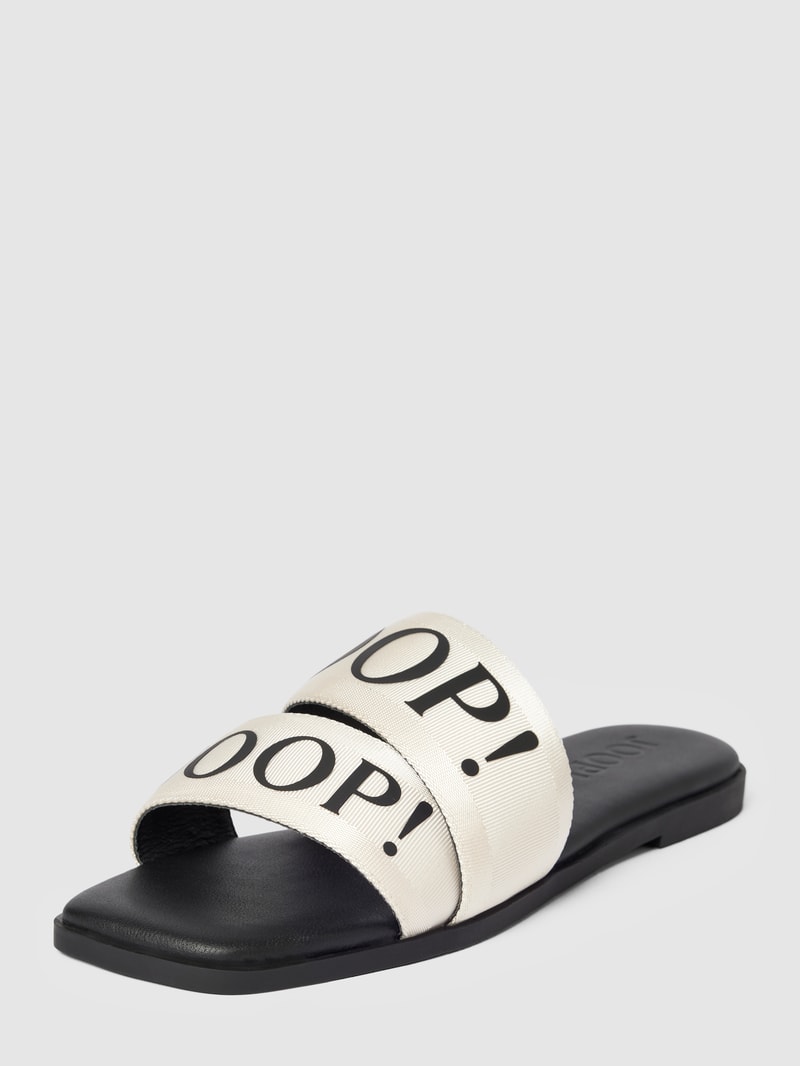 Pantoletten mit Label-Details Modell 'nastro merle' in offwhite