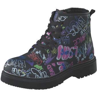 Barbarella Schnür Boots in schwarz