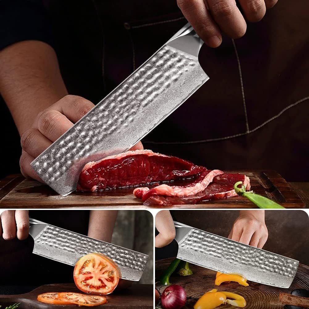 Home safety Damastmesser Küchenmesser VG10 Damaskus Stahl Kochmesser Santoku Chef Hackmesser