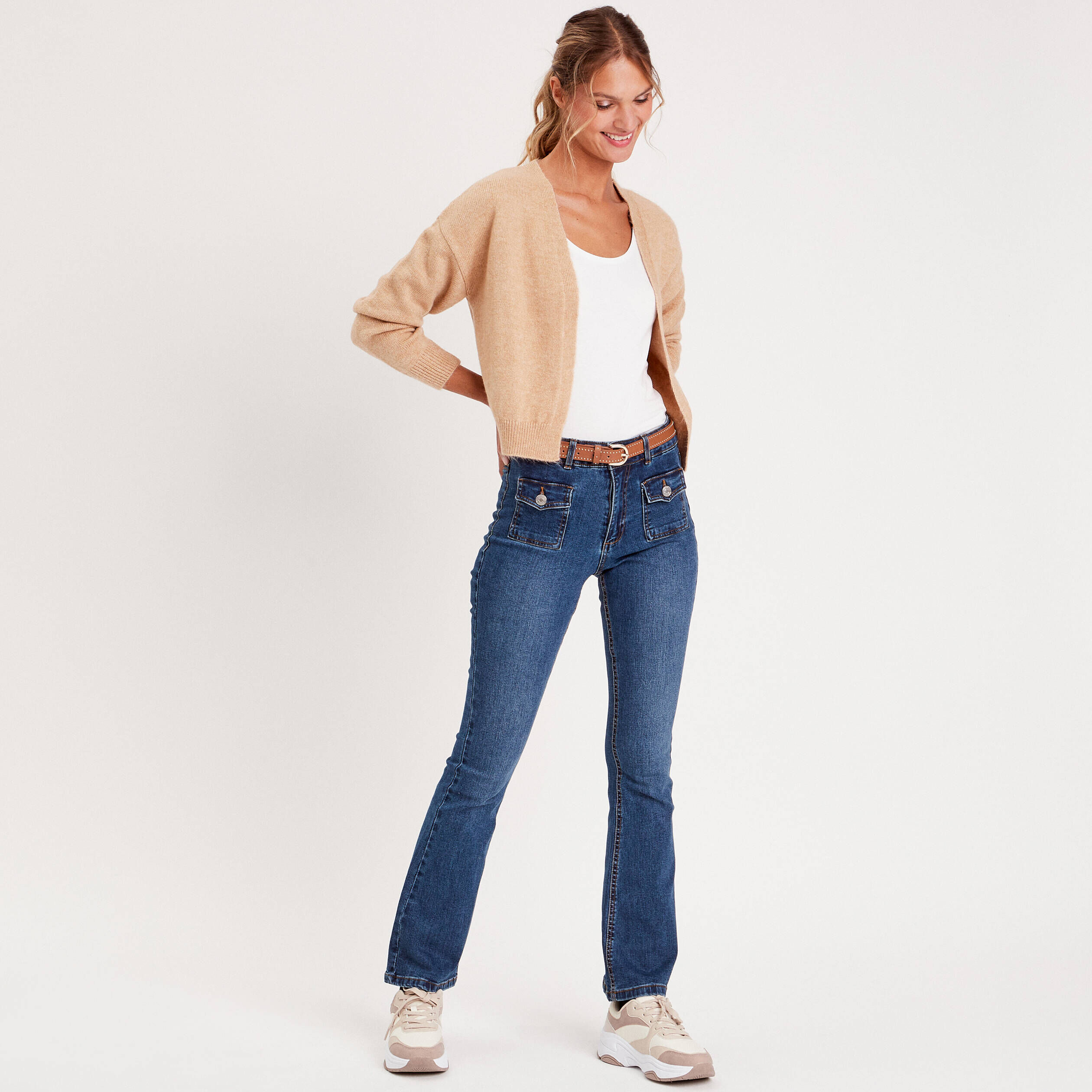 Gilet manches longues beige femme | Cache Cache