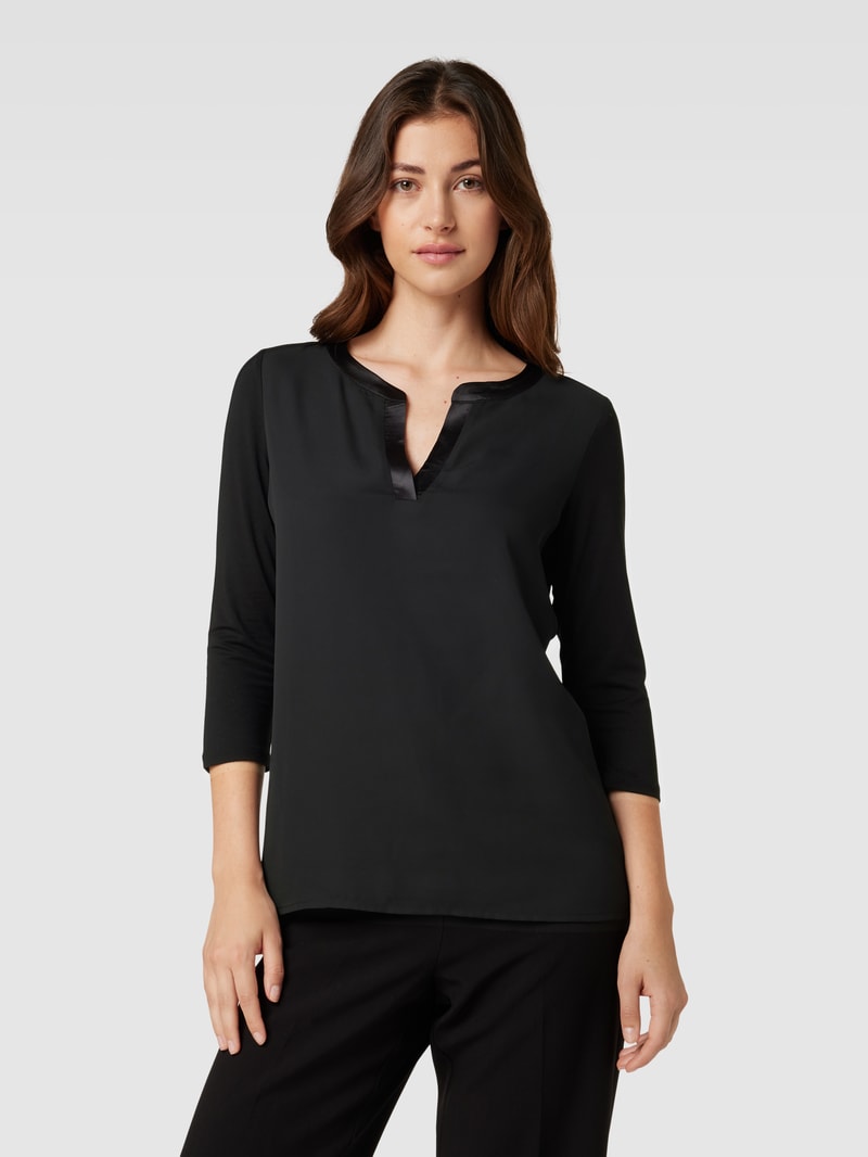 Blusenshirt mit V-Ausschnitt in schwarz