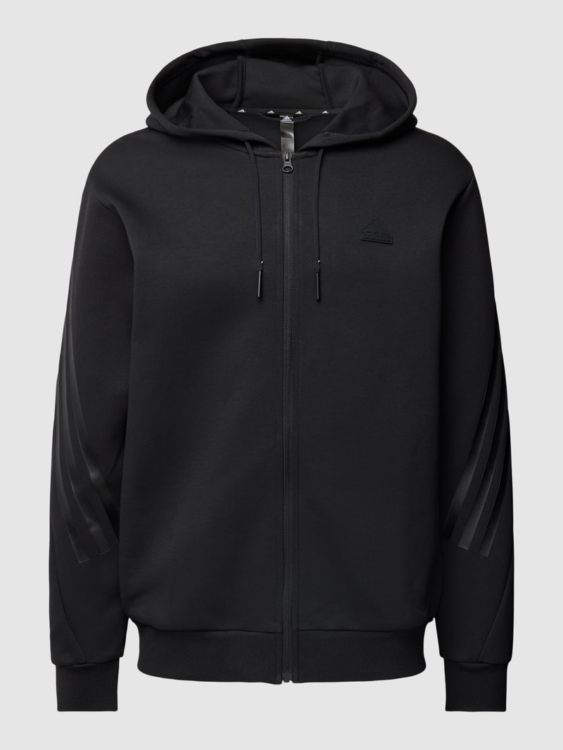 Sweatjacke mit Label-Detail in schwarz