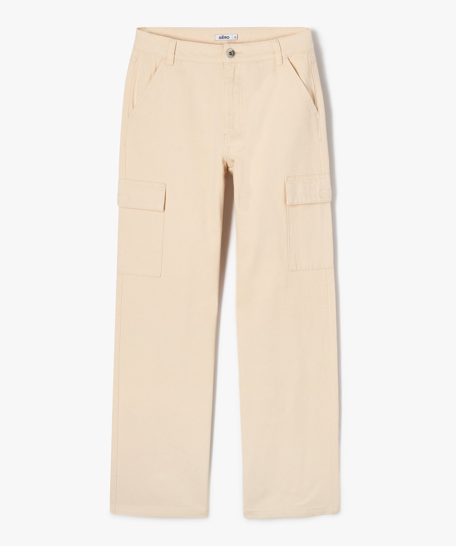 Pantalon ample avec poches à rabat sur les cuisses fille beige | GEMO