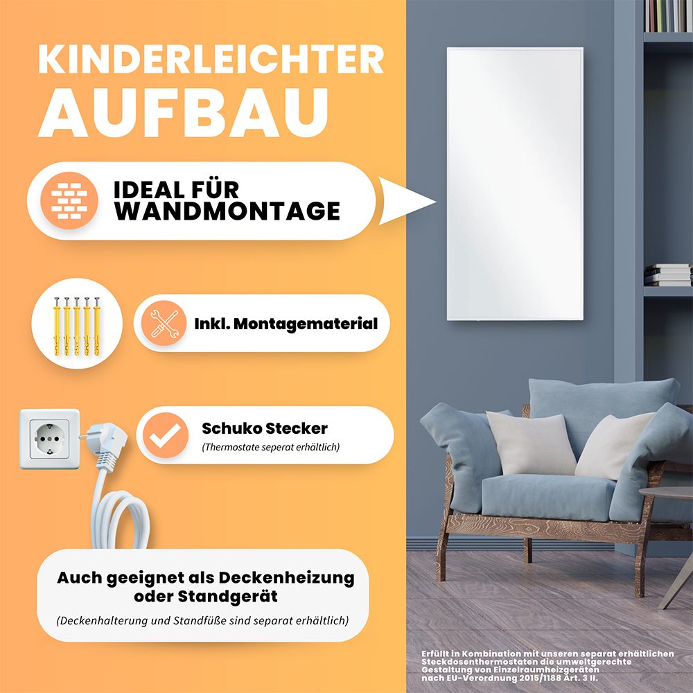Bringer Infrarotheizung BRIH, 300-1200 Watt mit Thermostat Elektroheizung