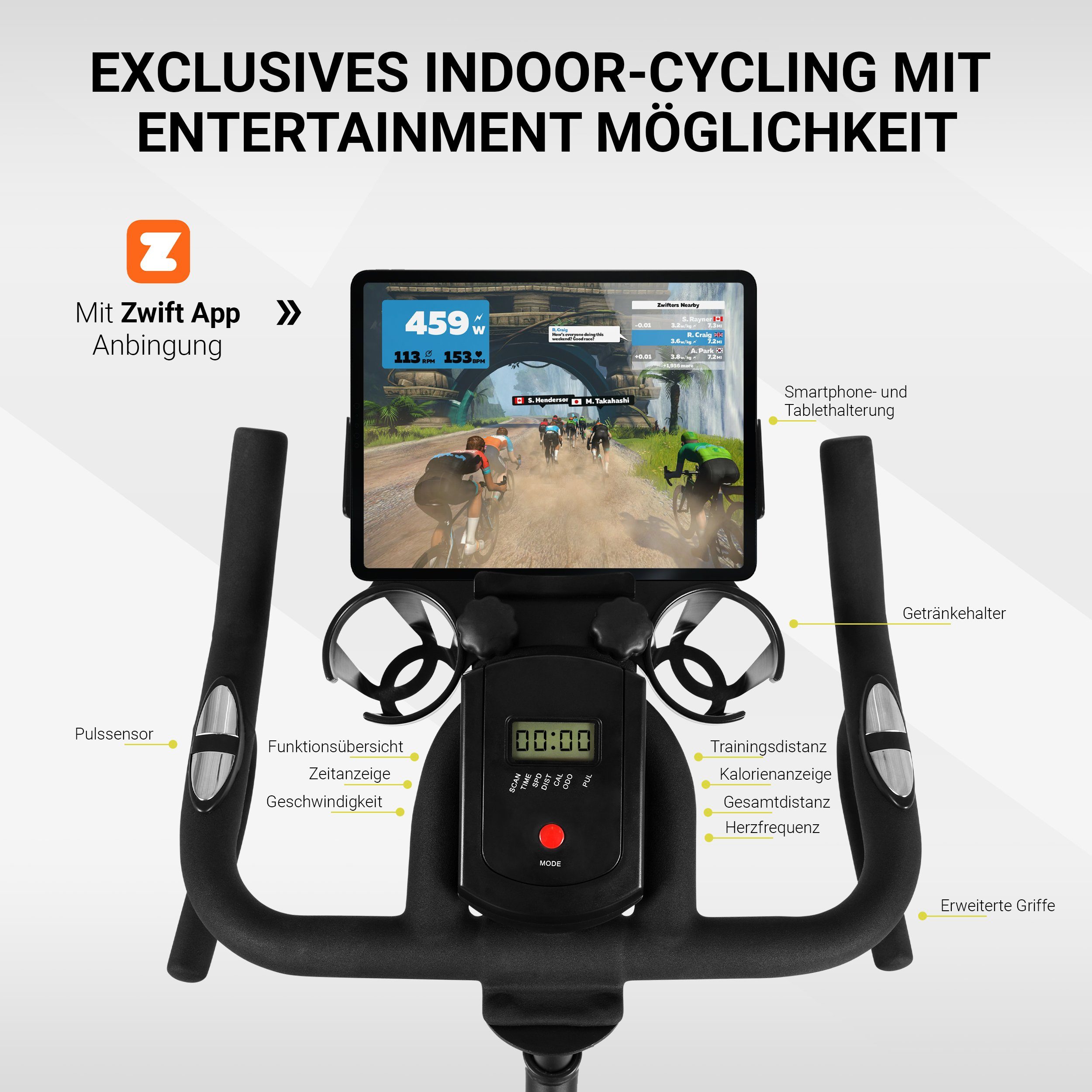 MSports® Speedbike Indoor Cycling Bike Black Series - 20KG Schwungrad